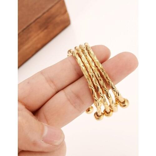 4pcs Dubai Gold silver baby SMALL Bangle Child Bracelet for Kids african Children Bairn Jewelry Baby mideast Arab cute Gift