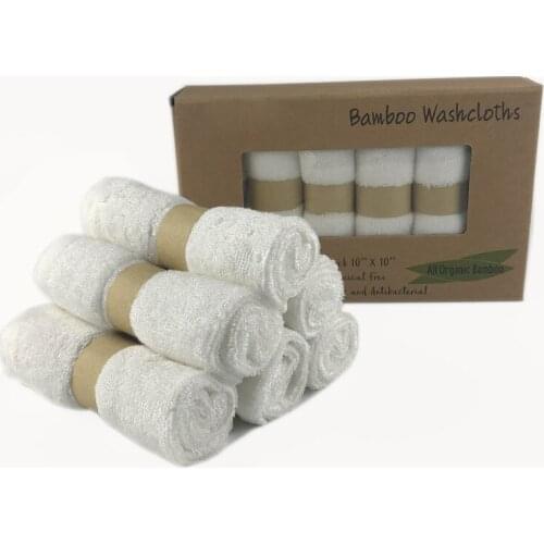 6 Pack/set per box bamboo Baby washcloths 100%bamboo fibre Natural baby towel Size 10"x10" white color