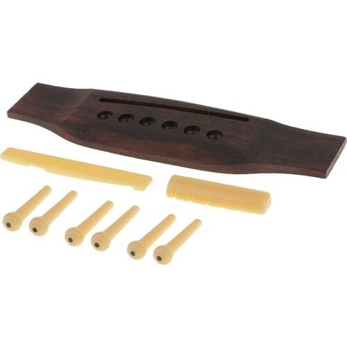 Acoustic Guitar Wooden Rosewood Bridge Pins Saddle Nut Sets DIY Accesories