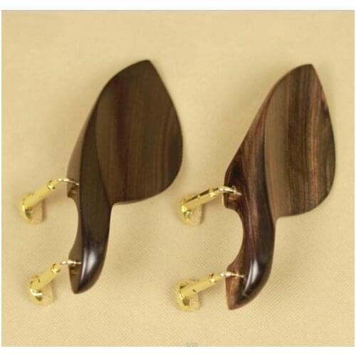 Free Shipping 2 Pcs Natural Ebony Wood 4/4 Violin Chin Rests Violin Parts Accessories Hook Golden Clamp