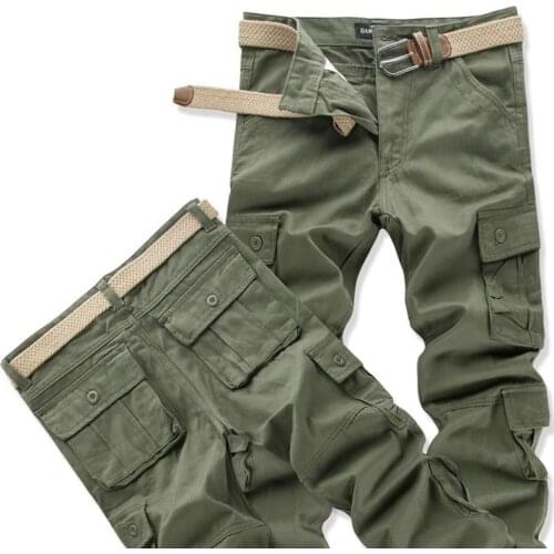 New Cargo Pants Men Outwear Multi-pocket Tactical Military Army Straight Slacks Pants Trousers Overalls Casual Cotton Pants Men