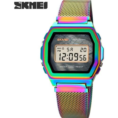 SKMEI Mens Watch Led Digital Watches Fashion Luxury Week Date Electronic Clock Original Men Wristwatches Mesh Relogio New 2021