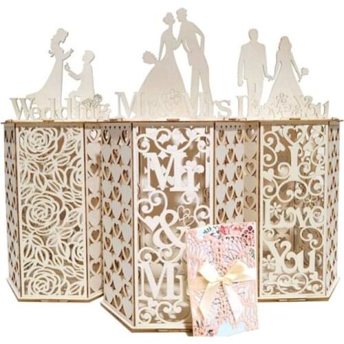 DIY Wooden Wedding Card Box Rustic Greeting Sign Holder Anniversary Party Supply gift for birthday party baby shower