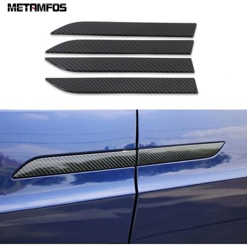 For Tesla Model X 2016 2017 2018 2019 Door Handle Catch Cover Trim Molding Sticker Carbon Fiber Exterior Accessories Car Styling