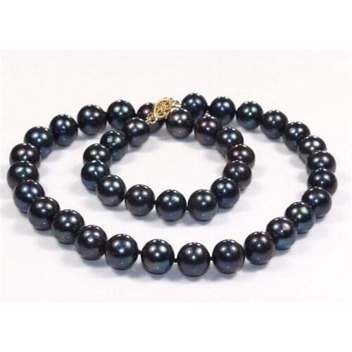 PERFECT GORGEOUS 17"6-11MM AAA+TAHITIAN NATURAL BLACK PEARL NECKLACE