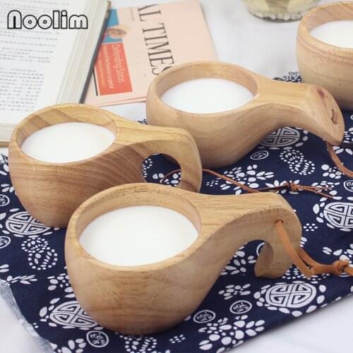 Creative Handmade Beech Wooden Teacups Japanese Style Outdoor Wood Wine Mugs Elephant Coffee Milk Cups Children Drinkware