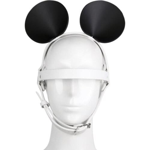 Mouse Ear Headgear Leather Personality Ear Headband Mask Bar DS Performance Props Jazz Performance Stage Accessories DWY3752