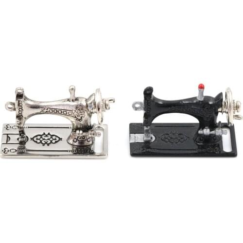New For Kids Child Girls Doll House Miniature Furniture Accessories 1/12 Dollhouse Black Silver Sewing Machine Toys Gift