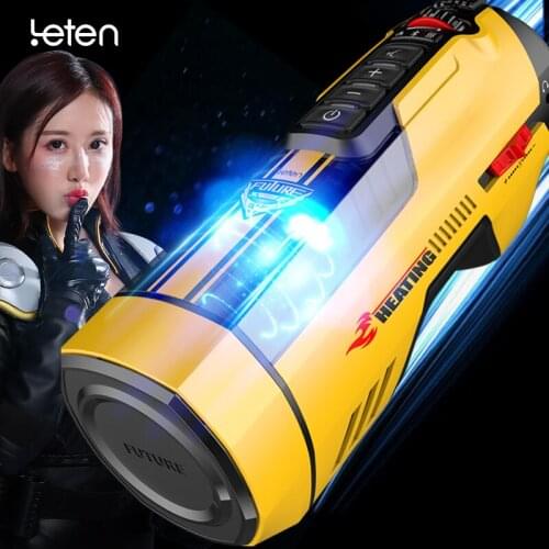 New Leten Male Masturbators Automatic Rotation Telescopic Heating Vagina Vibrator Pocket Real Pussy Voice Machine Adult Sex Toys