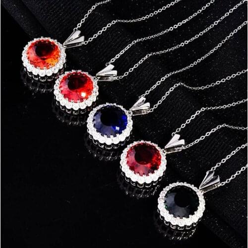New Dainty V Round Pendant Necklace Inlay AAA Cubic Zirconia Fashion S925 Silvery Jewelry For Women Wedding Valentines Day Gift