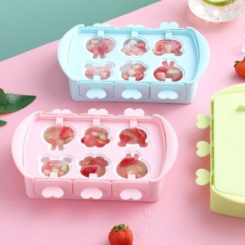 Foodgrade Silicone Popsicle Mold Kids DIY Cartoon Rabbit Ice Cream Mold Reusable BPA-Free Ice Pop Mold With Lids and Sticks