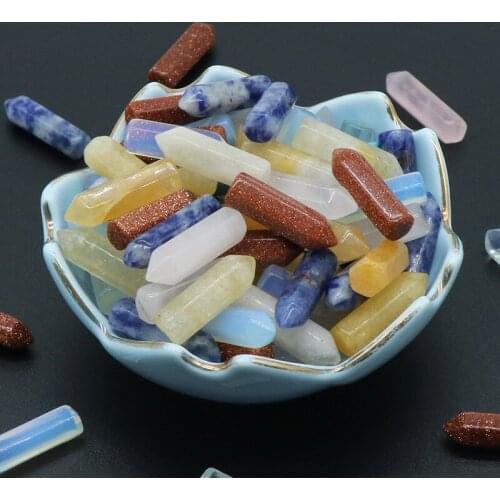 Assorted Loose Hexagon Prism Charms Bullet Rose Quartz Tigers Eye Opal Pendant Chakras Gem Stone Fit Jewelry Making