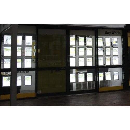 36PCS/lot Vertical A4 Hanging Single Sided Acrylic Frame LED Backlit Real Estate Agency Window Display Panel Light Pocket