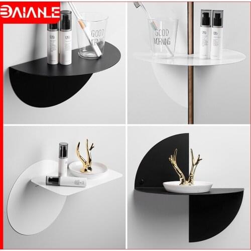 Bathroom Shelf Black Stainless Steel Corner Storage Rack Organizer Wall Mounted Nordic Bedroom Living Room Books Crafts Shelves