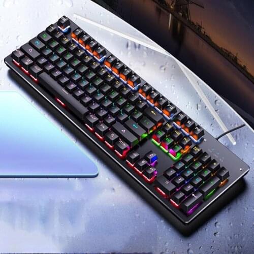 Wired Gaming Mechanical RGB LED Backlight Blue Black Axle Keyboard for Laptops