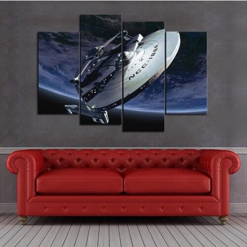 Drop Shipping 4 Pcs/Set Large Spacecraft Home Wall Decor Canvas Picture Art HD Print Painting On Canvas for Living Room