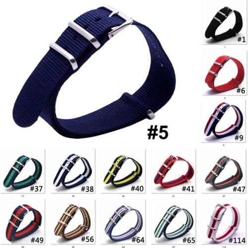 16mm 18mm 20mm 22mm Nato Army Sports Brand Nylon Fabric Belt Accessories Belt Buckle Bands Black 16mm Replace DW Watch Strap