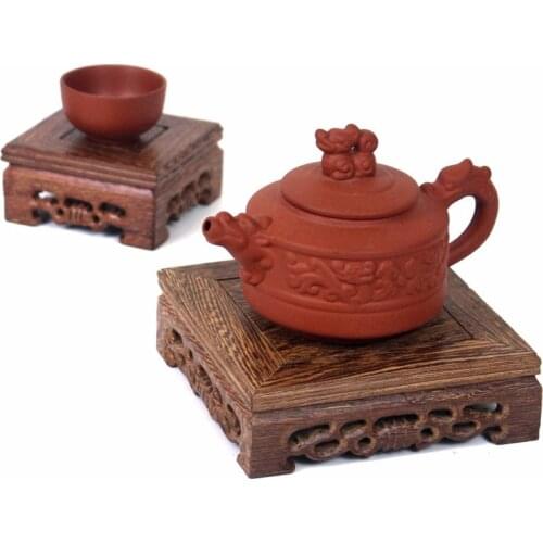 Retro Tea Tray Tea Table Square Teapot Incense Burner Base Wood Flower Vase Bonsai Holder Pedestal Serving Tray Fish Tank Shelf
