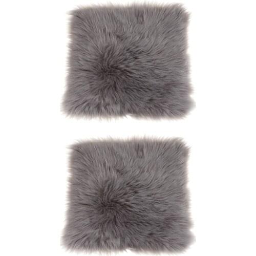 2-Piece Luxury Fluffy Seat Cushion Pad Mat Home Car Chair Cushion, for Christmas Wedding Gifts (Gray)