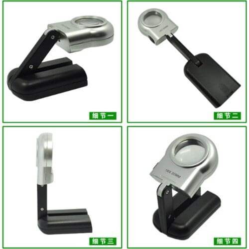 Foldable Desktop 16X Magnifier LED Compact Desk Lamp Lighting Loupe Multifunction Magnifying Glass Jewelry magnifying glass