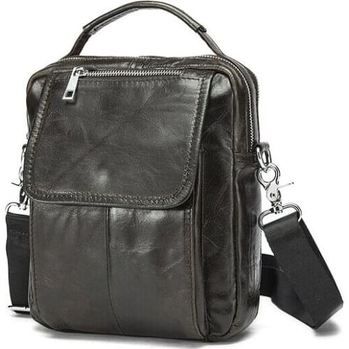 The first layer cowhide single shoulder bag zipper inclined shoulder bag vertical free shipping