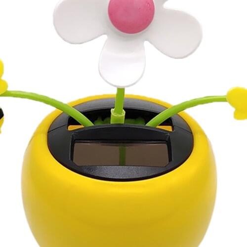 Solar Powered Dancing Flower Honeybee Bobble Toy Home Desk Decor