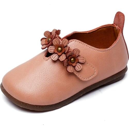 2021 Girls Flower Strap Princess Shoes Fashion Autumn Kids Casual Shoes Childrens Baby Soft Sole Hook & Loop Shoes Size 21-30