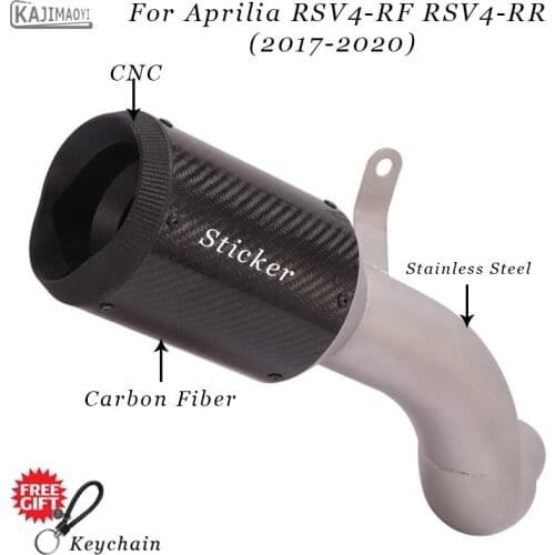 Slip On For Aprilia RSV4 RF RR rsv4 2017 2018 2019 2020 Motorcycle Exhaust Escape Modified Middle Link Pipe Carbon Fiber Muffler