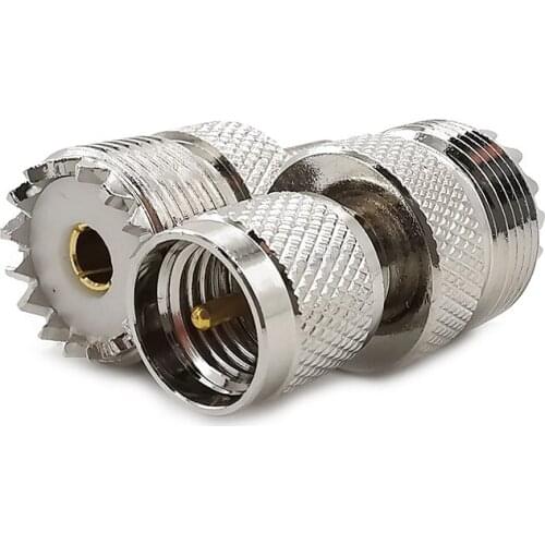 1Pcs UHF RF Connector 50 ohm Mini UHF Male to UHF Female SO239 PL259 RF Coaxial Straight Pin Connector UHF Plug Jack Adapter