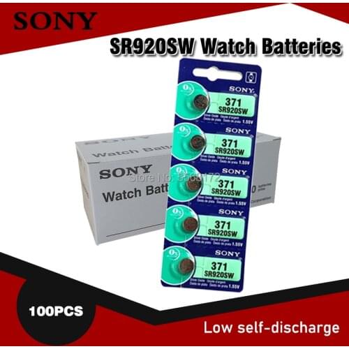 100pcs/lot SONY Original AG6 1.5V Silver Oxide Button Cell Batteries SR920SW SR69 SG6 LR69 171 920 Watch Coin Batteries