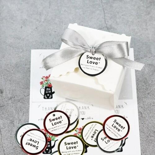 100pcs Mini Round Gift Tag Sweet Love Hot Stamping Paper Tags Round Label Baking Cookies Decorative Tag Wedding Party Favor Tag