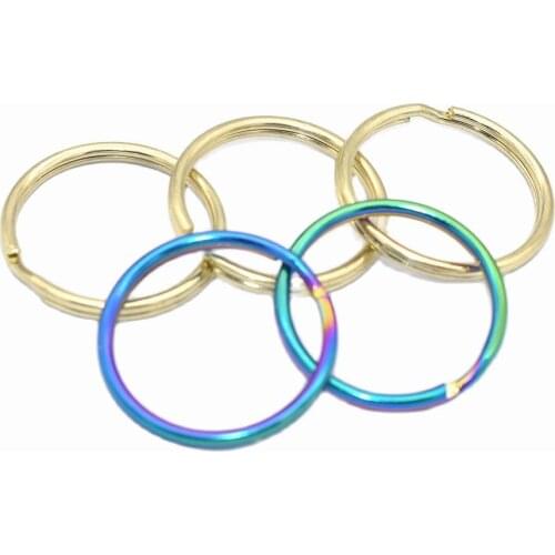 22mm Rainbow Keychain Ring Key Ring Split Ring Jewelry Charm Clasp Supplie Pendant Key Fob Hardware for key chain jewelry making