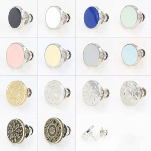 5pcs / Bag New Metal Wild Jeans Button Female Pants Waist Big Change Small Nail-free Adjustable Disassembly Round Button Nail