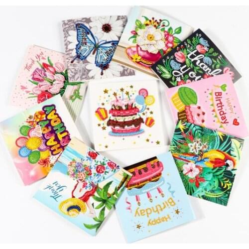 5D Factory direct supply DIY diamond painting greeting card daily birthday thanksgiving theme greeting card 12 pcs sets