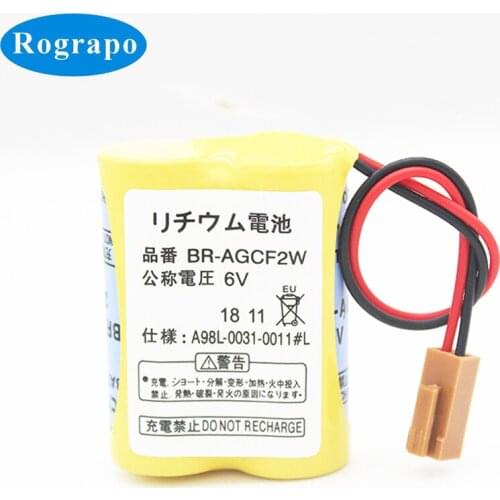 New 6V 2200mAh Replacement Battery For FANUC BR-AGCF2W A98L-0031-0011#L PLC CNC Machine Tool System Acumulator 2 Wire Plug