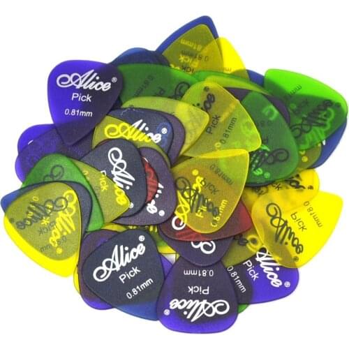 Alice 100pcs Medium 0.81mm Transparent Matte Guitar Picks Plectrums Polycarbonate Assorted Colors
