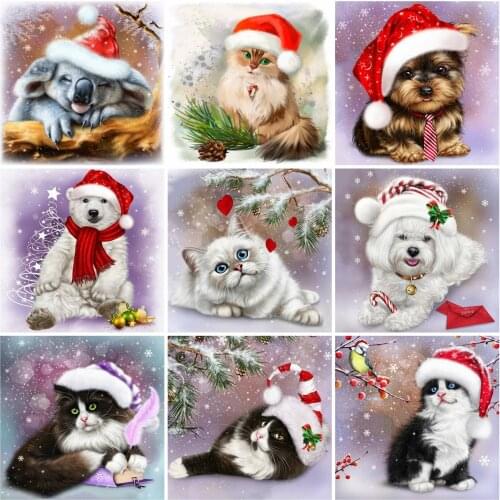 EverShine Full Square Drill Diamond Embroidery Cat Mosaic Art Needlework 5D Diamond Painting Animals Cross Stitch Christmas Kits