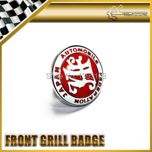 Car-styling Universal JDM JAF Red Front Grill Badge 90MM Diameter Metal Base Plastic