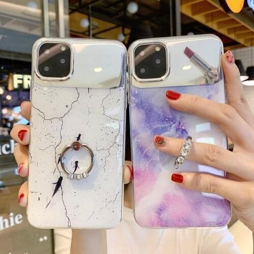 Case For OPPO A35 A54 A74 A93 A94 A95 A15 A31 A32 A33 A52 A53 A73 A72 A91 A92 S A5 A9 A55 Makeup Marble Mirror Holder Back Cover