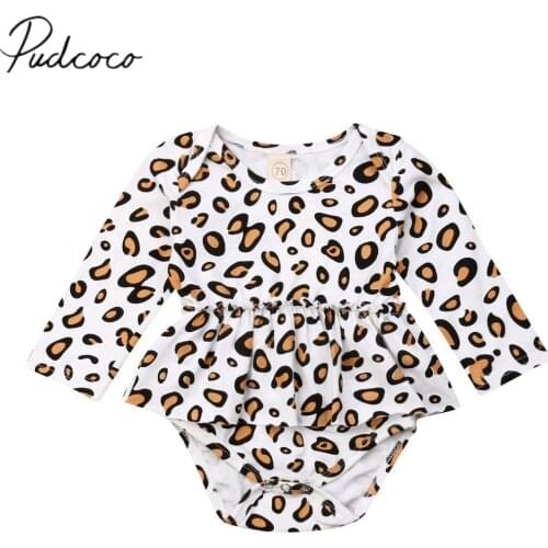 2019 Baby Spring Fall Clothing Newborn Infant Baby Girl Leopard Clothes Sweet Bodysuit Ruffled Jumpsuit Dress Longsleeve Outfits