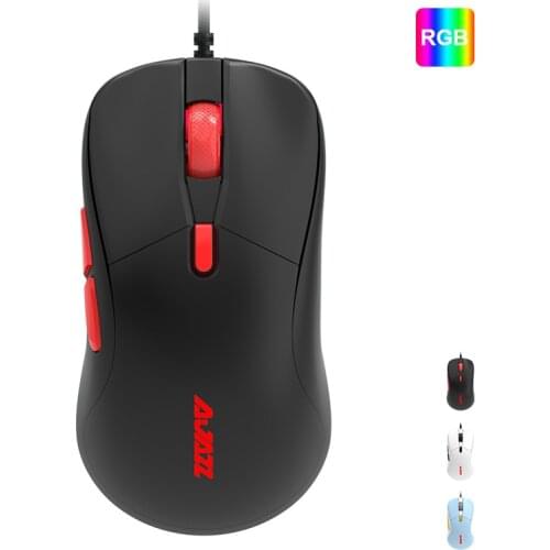 Ajazz Optical Sensor Gaming Mouse PAW33257 12400DPI Ergonomic Computer Mouse RGB Backlit Mouse For PC 10 Million Times Laptop