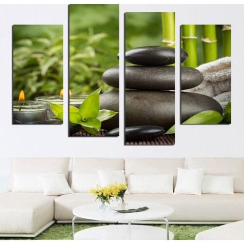 3 Panels Chinese Style Art Stone Leaves Picture Canvas Print Wall Painting Artwork Canvas Home Room Decor Art Unframed