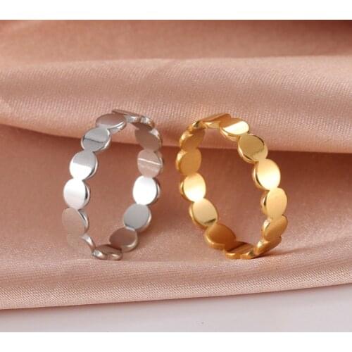 Skyrim Fashion Geometric Round Minimalist Rings for Women Girls Gold Color Stainless Steel Ring Wedding Party Jewelry Wholesale