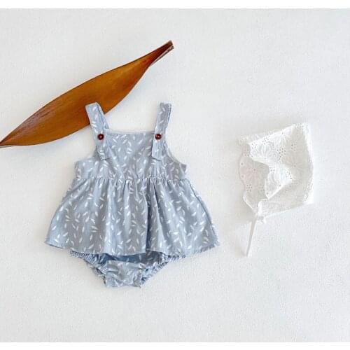 Romantics Full Feather Printing Baby Romper Summer Clothes for Toddler Girls Cotton Strap Jumpsuit Infant Baby Overalls Children