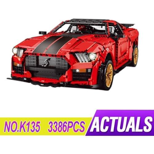 New MOC K135 Shelby Gt500 2020 Red Car Model Compatible MOC-50047 Building Blocks Bricks Educational Toys Children Gifts