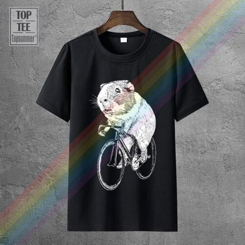 New Hot Summer Casual T Shirt Printing Guinea Pig Wheels Biker Bicycle Pet Animal Zoo Hamster Rodent Mouse Rat Tee Shirt