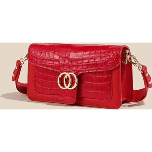 2021 New Trendy Fashion Womens Bag leather Armpit bag crocodile pattern flip small square bag shoulder bag messenger bag