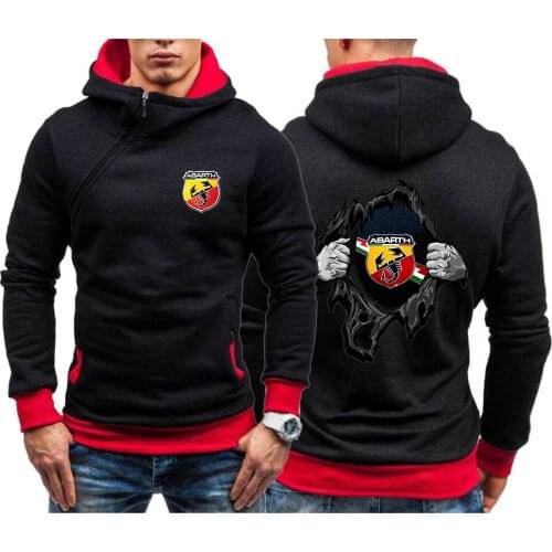 New Mens Abarth Scorpion Logo Printing Casual Zipper Hoodies Sweatshirts Male Solid Color Outerwear Casual wear Coats Tops