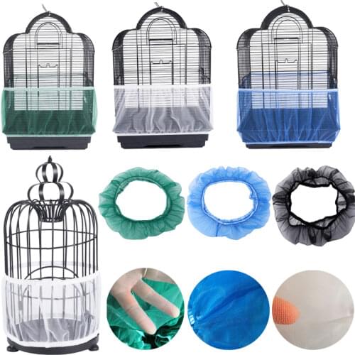 Nylon Mesh Receptor Seed Bird Parrot Cover Soft Easy Cleaning Nylon Airy Fabric Mesh Bird Cage Cover Catcher Bird Supplies