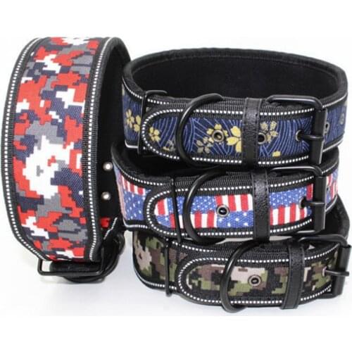 10 Pieces/Lot) New Arrival Big Dog Collar Reflective Cloth Printed Pet Dog Collars for Medium Large Big Dogs Collar